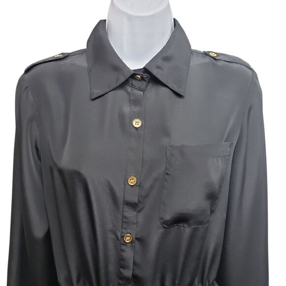 Queens Collection Black Dress Sz M Vtg Pockets Utilitychic Retro Officewear - Picture 4 of 11